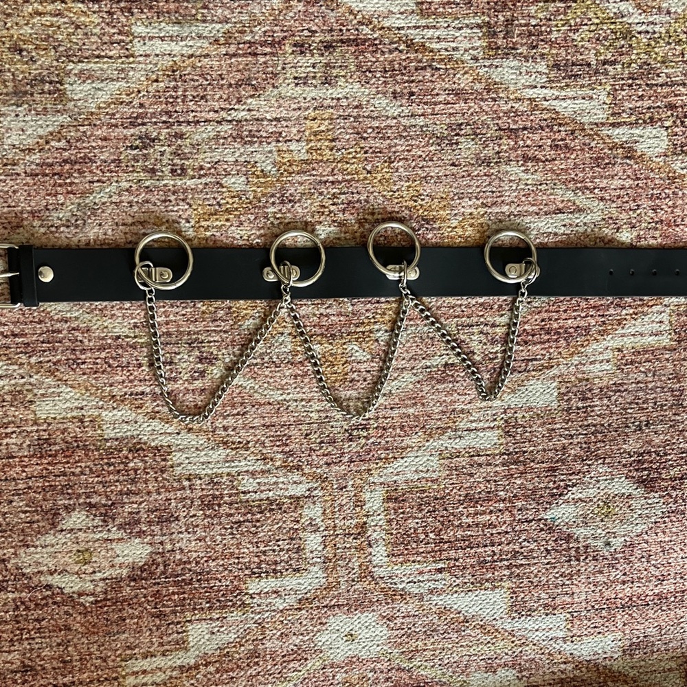 Mary Wyatt London Black Chain-Embellished Belt